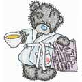 Teddy Bear favourite tea and evening newspaper machine embroidery design